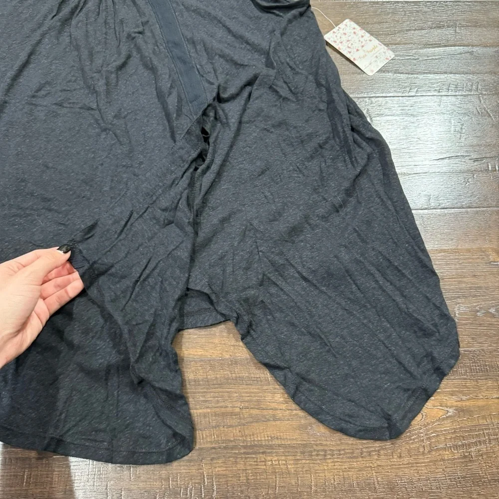 Free People Keep It Casual Black Linen Blend Top Size Small Women